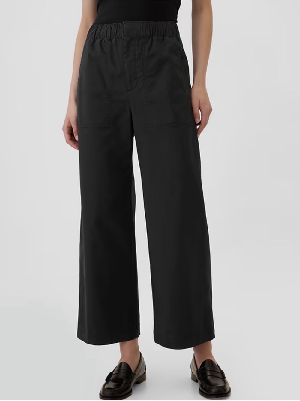 GAP Black Wide-Leg Elastic-Waist Pants